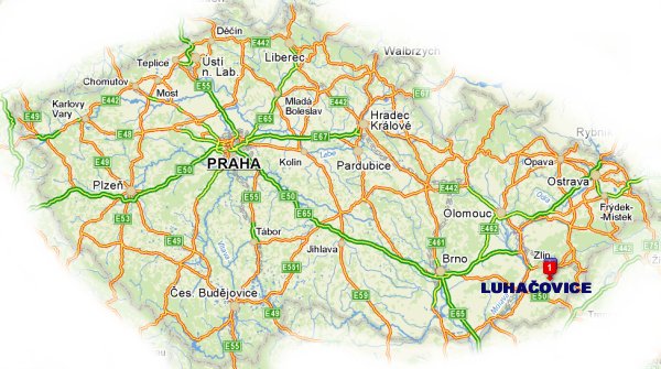 Mapa - Luhačovice v ČR